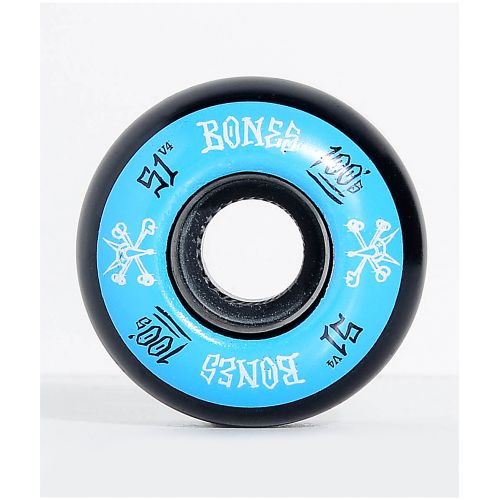  BONES Bones 100 Ringers 51mm Blue & Black Skateboard Wheels