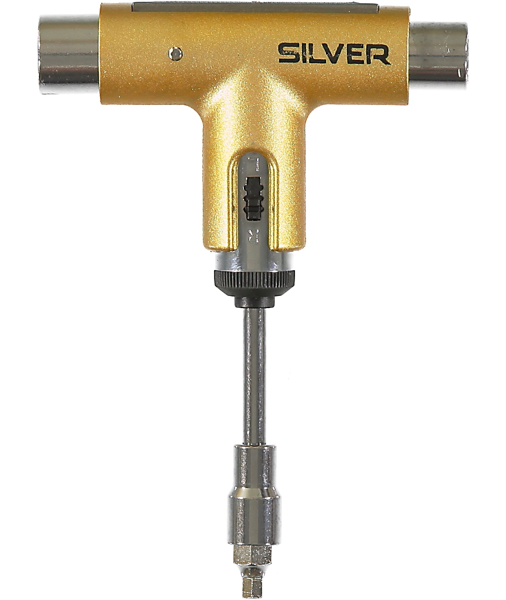 SILVER Silver Trucks Gold Colored Skateboard Tool