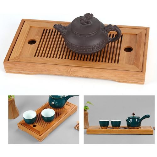  Zunate Tee-Tablett，Geschmackvolle Bambus japanischen/chinesischen Gongfu Tee Tisch,Teetisch aus Bambus fuer Chinesische Teezeremonie ，Langlebig und verfeinert，27 * 14 * 3cm