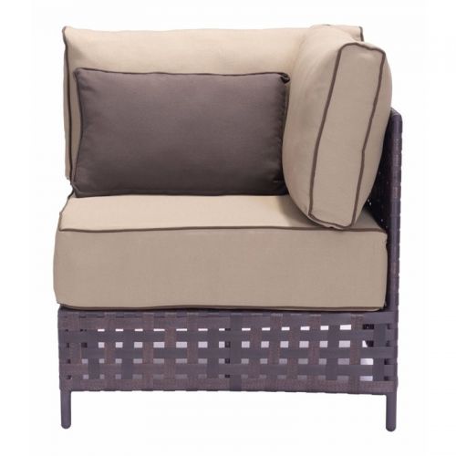  Zuo ZUO Pinery Outdoor Corner Chair in Brown and Beige