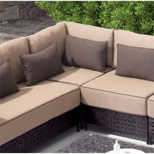  Zuo ZUO Pinery Outdoor Corner Chair in Brown and Beige