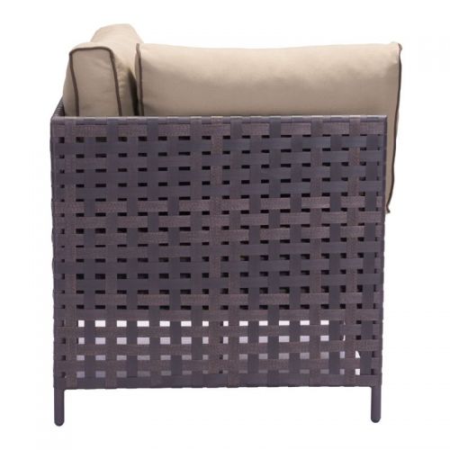  Zuo ZUO Pinery Outdoor Corner Chair in Brown and Beige