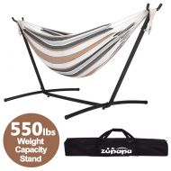 Zupapa Hammock and Stand Set, Heavy Duty Portable Combo for Indoor Bedroom Outdoor Backyard 10ft Double Hammock Stand 2 Person Frame 550LBS Capacity, Storage Bag Included, Mojito