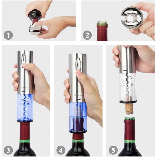  [아마존 핫딜]  [아마존핫딜]Zupora Electric Wine Opener, Rechargeable Cordless Automatic Corkscrew Wine Bottle Opener with Foil Cutter (Stainless Steel), Refined Silver