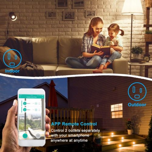  [아마존 핫딜] Zupora Outdoor Smart Plug, Outdoor Wi-Fi Outlet with 2 Sockets Compatible with Alexa Google Home Wireless Remote Control/Timer by Smartphone, IP44 Weatherproof, FCC/RoHS Certified