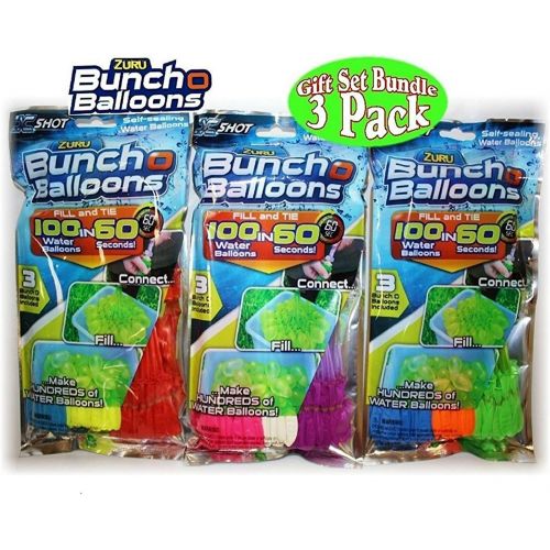  [아마존베스트]Zuru Bunch O Balloons Instant 100 Self-Sealing Water Balloons Complete Gift Set Bundle, 3 Piece (300 Balloons Total)