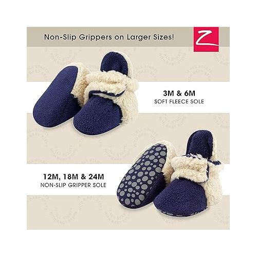  Zutano Unisex Fleece Baby Booties, Soft Sole and Non Slip | Stay On Slipper Socks for Infant/Toddler, Girls, Boys 3-24 Months