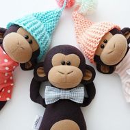 ZuzuHappyToys Set 3 monkeys toys, Stuffed monkey toy 15 inch