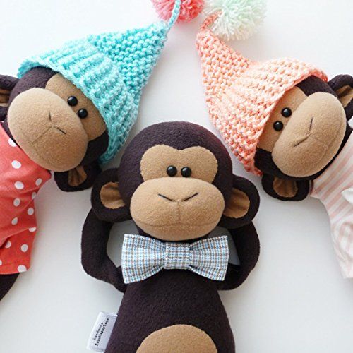  ZuzuHappyToys Set 3 monkeys toys, Stuffed monkey toy 15 inch