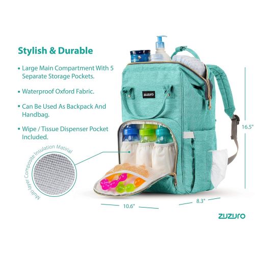  Zuzuro ZUZURO Diaper Bag Backpack - Waterproof w/Large Capacity & Multiple Pockets for Organization....