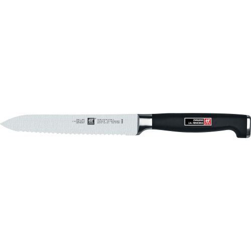  Zwilling 30070-131-0 Twin Four Star II Universalmesser, Rostfreier Spezialstahl, Zwilling Sonderschmelze, Kunststoff, Edelstahlapplikation, 130 mm, schwarz