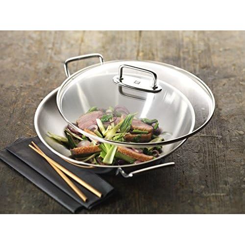  ZWILLING Wok, Inkl. Glasdeckel und herausnehmbarer Gittereinsatz, Induktionsgeeignet, Ø 32 cm, Edelstahl, Plus