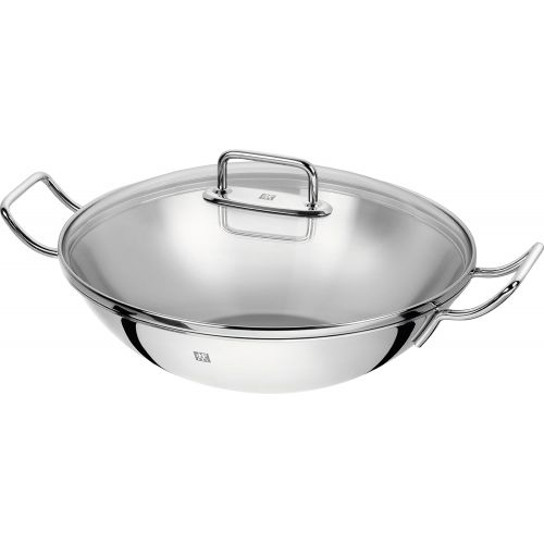  ZWILLING Wok, Inkl. Glasdeckel und herausnehmbarer Gittereinsatz, Induktionsgeeignet, Ø 32 cm, Edelstahl, Plus