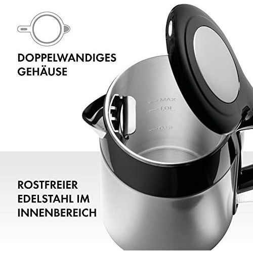  ZWILLING Wasserkocher, 1,2 Liter, 1.550-1.850 Watt, Edelstahl/Kunststoff, Schwarz