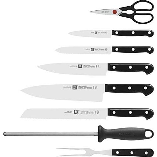  Zwilling 31665-000-0 Twin Gourmet Messerblock aus Holz, 9-teilig, Rostfreier Spezialstahl, Sonderschmelze, Friodur eisgehartet, mit Schere und Wetzstahl, braun-schwarz