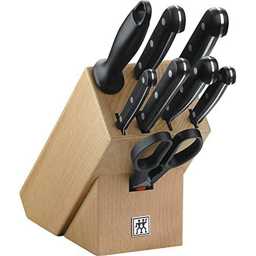  Zwilling 31665-000-0 Twin Gourmet Messerblock aus Holz, 9-teilig, Rostfreier Spezialstahl, Sonderschmelze, Friodur eisgehartet, mit Schere und Wetzstahl, braun-schwarz