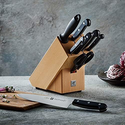  Zwilling 31665-000-0 Twin Gourmet Messerblock aus Holz, 9-teilig, Rostfreier Spezialstahl, Sonderschmelze, Friodur eisgehartet, mit Schere und Wetzstahl, braun-schwarz