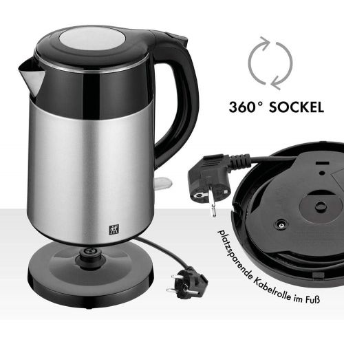  [아마존베스트]Zwilling Kettle, 1.2 Litres, 1.550 - 1.850 Watt Stainless Steel, Plastic, Black