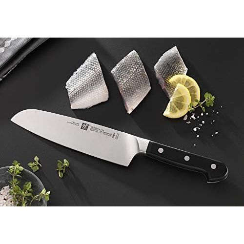  [아마존베스트]Zwilling Pro Santoku knife, 180 mm (stainless special steel, twin special melt, riveted, solid, plastic bowls) black