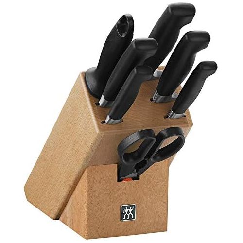  [아마존베스트]Zwilling, 35140-000-0 Four star knife block, FRIODUR ice-hardened, with sharpening steel and scissors, 8 pieces, light brown