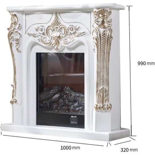  zxb-shop Bedroom Fireplace Electric Firebox Insert Burner Decorative Fireplace Set Wooden Mantel Room Warmer Chimney LED Optical Flame Deocration Home Fireplace (Color : Gold Witho