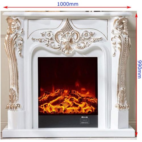  zxb-shop Bedroom Fireplace Electric Firebox Insert Burner Decorative Fireplace Set Wooden Mantel Room Warmer Chimney LED Optical Flame Deocration Home Fireplace (Color : Gold Witho