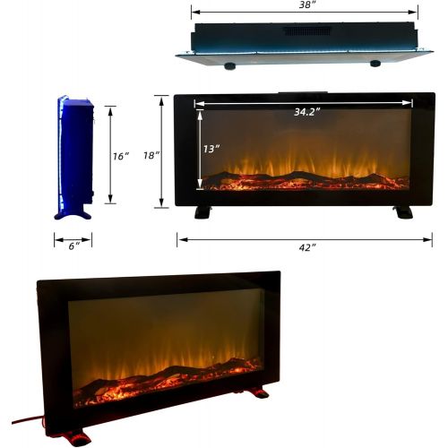  zxb-shop Bedroom Fireplace Electric Fireplace Firebox Insert Burner Room Heater LED Optical Fire Artificial Emulational Flame Decoration Warm Air Blower Electrics Fireplaces Home F