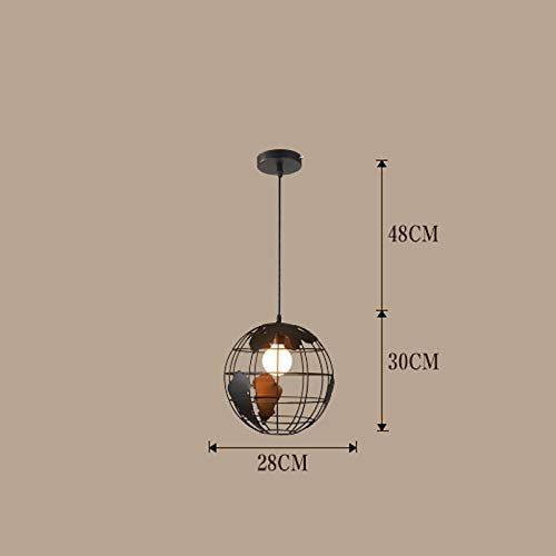  Zxwzzz Single Head Wrought Iron Chandelier Globe Styling Bar Restaurant Decoration Chandelier 2830cm Black (Color : Black)