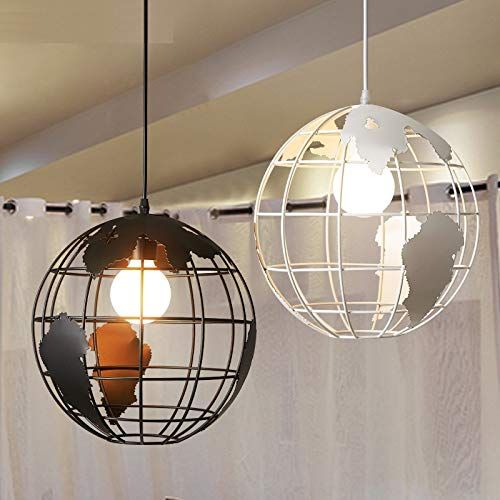  Zxwzzz Single Head Wrought Iron Chandelier Globe Styling Bar Restaurant Decoration Chandelier 2830cm Black (Color : Black)