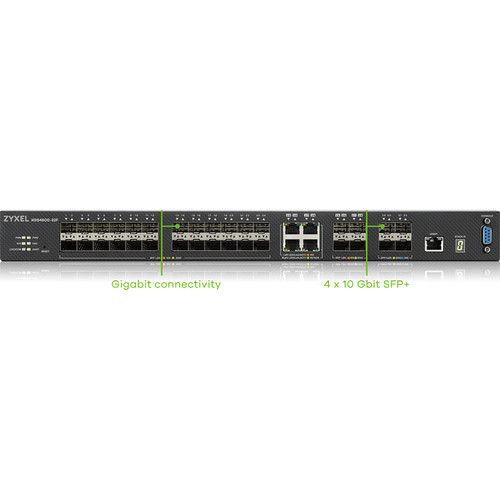  ZyXEL 32-Port AC GbE SFP Layer 3+ Managed Ethernet Switch with Four 10 GbE SFP+ and Four GbE SFP/RJ45 Combo Ports