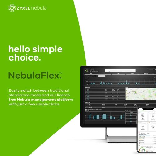  ZyXEL Zyxel WiFi 11ac 2x2 Access Point, Easy Setup and Management with Free NebulaFlex Cloud Management, PoE, Dual Band, 802.11ac, (NWA1123-ACv2)