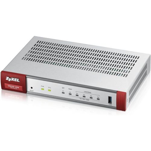  ZyXEL Zyxel Next Generation VPN Firewall with 1 WAN, 1 SFP, 4 LANDMZ Gigabit Ports and 802.11acn WiFi [USG20W-VPN]