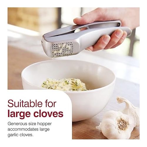  Zyliss Susi 3 Garlic Press - Garlic and Ginger Mincer - Built-In Cleaner - Garlic Crusher, Mincer and Peeler - Dishwasher Safe - Cast Aluminum