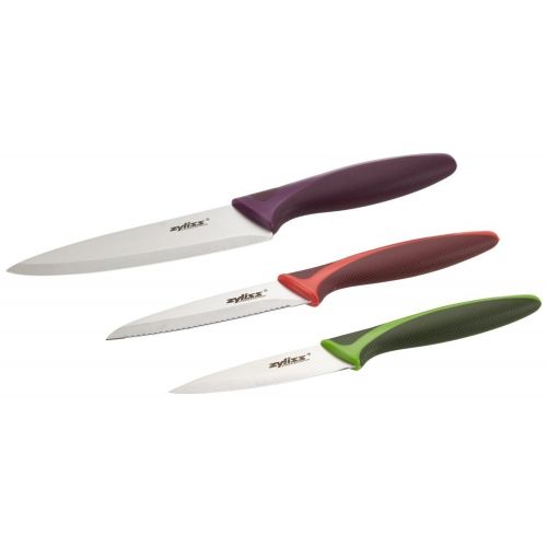  Zyliss Kuechenmesser Messer-Set, TPE, PP, SS, gruen/rot/violett/Edelstahl 31 x 13.5 x 3 cm