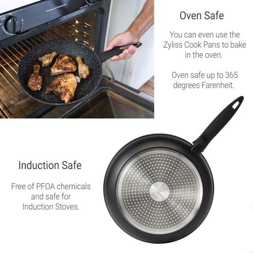  ZYLISS Cookware 8 and 11 Nonstick Fry Pan Set - Oven, Dishwasher, Induction and Metal Utensil Safe Cooking - Heavy Duty Forged Aluminum with Sturdy Riveted Handle (2 Piece Set)