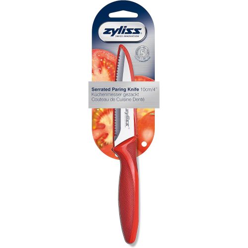  ZYLISS Serrated Paring Knife, 3 3/4-Inch Stainless Steel Blade, Red