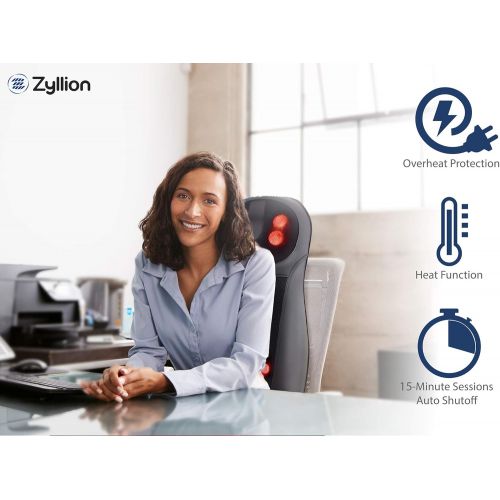  [아마존핫딜][아마존 핫딜] Zyllion Shiatsu Back and Neck Massager Cushion Pad with Soothing Heat Function - High Intensity Massage with 3 Modes - Fits Perfectly on Chair