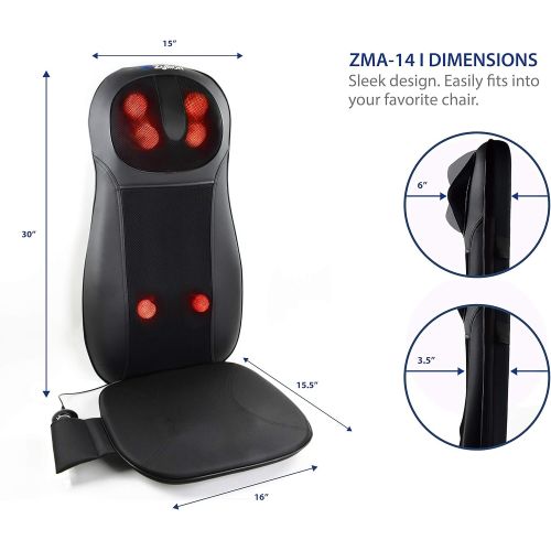  [아마존핫딜][아마존 핫딜] Zyllion Shiatsu Back and Neck Massager Cushion Pad with Soothing Heat Function - High Intensity Massage with 3 Modes - Fits Perfectly on Chair