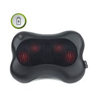 Zyllion Shiatsu Back Neck Massager - Rechargeable Kneading Massage Pillow with Heat for Shoulders, Lower Back, Calf, Legs, Foot - Use at Home, Office, and Car, ZMA-13RB-BK (Black)