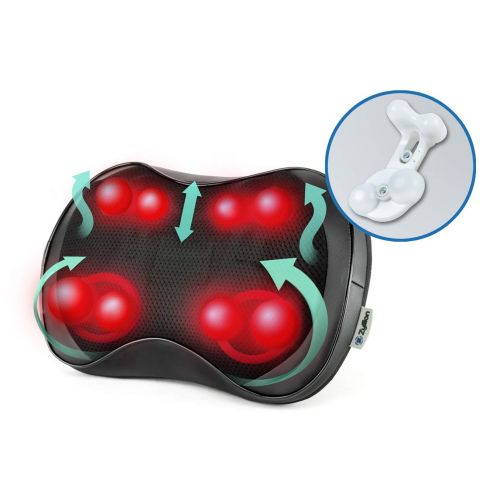  Zyllion Back Neck Shiatsu Massager - Kneading Massage Pillow with Heat for Shoulders, Lower Back, Feet, and Legs (ZMA-25)