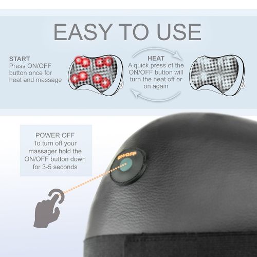  Zyllion Back Neck Shiatsu Massager - Kneading Massage Pillow with Heat for Shoulders, Lower Back, Feet, and Legs (ZMA-25)