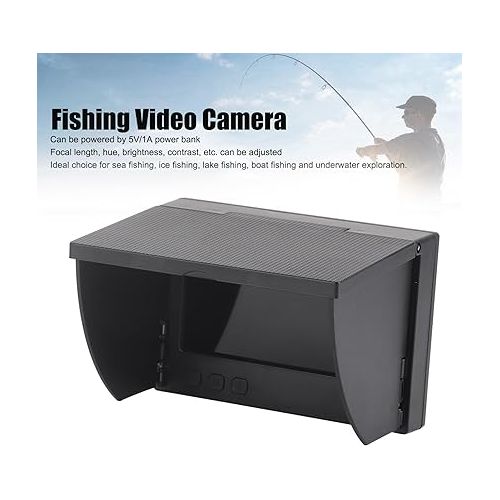  Underwater Fishing Camera, Fishing Camera Monitor Set with 4.3in LCD Monitor 1000TVL Waterproof Camera with Sun Hood, 65.6ft Cable 190 Viewing Angle Fish Finder for Ice, Lake, Boat, Sea Fishi
