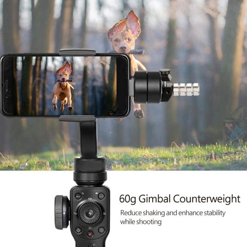  Zyyini Three-axis Stabilizer for Smooth 4 / Q, Vimble 2, Osmo Mobile 1 and 2, Clamp Mount Adjustable PT-4 60g Universal Counterweight for DSLR Cameras