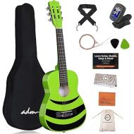 ADM Beginner Acoustic Classical Guitar Nylon Strings Wooden Guitar Bundle Kit for Kid Boy Girl Student Youth Guitarra Free Online Lessons with Gig Bag, Strap, Tuner, Picks (30 Inch, Geen)