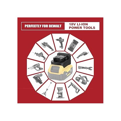  Battery Adapter for Dewalt to for Miwaulkee Battery, Battery Converters with USB/Type-C Charger Port, Convert for DeWalt 18V/20V Max Battery to for Milwaukee 18V Battery Cordless Power Tools Usage