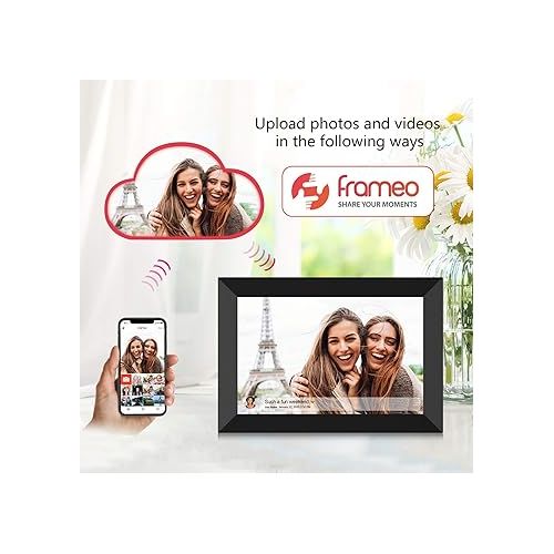  FRAMEO 10.1 Inch Smart WiFi Digital Photo Frame 1280x800 IPS LCD Touch Screen, Auto-Rotate Portrait and Landscape, Built in 32GB Memory, Share Moments Instantly via Frameo App from Anywhere