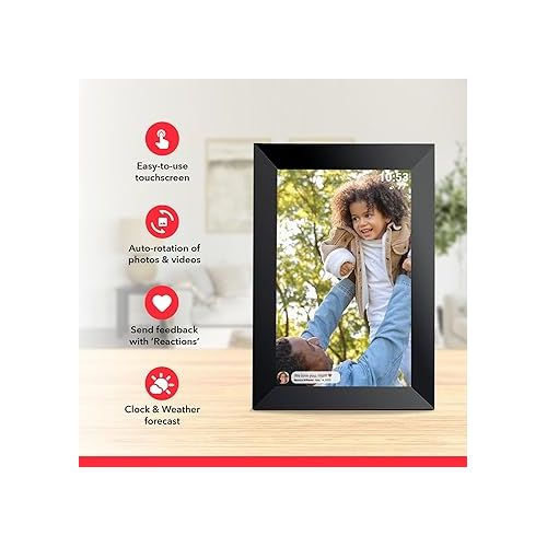  FRAMEO 10.1 Inch Smart WiFi Digital Photo Frame 1280x800 IPS LCD Touch Screen, Auto-Rotate Portrait and Landscape, Built in 32GB Memory, Share Moments Instantly via Frameo App from Anywhere