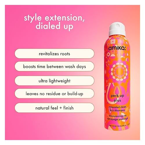 amika perk up plus extended clean dry shampoo, 5.3oz