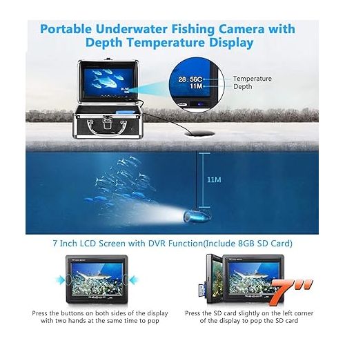  Portable Underwater Fishing Camera with Depth Temperature Display