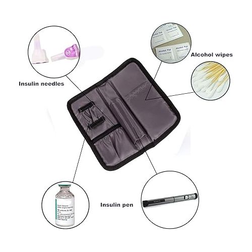  apollo walker Insulin Cooler Travel Case Diabetic Medication Cooler with 2 Ice Packs and Insulation Liner(Gray)